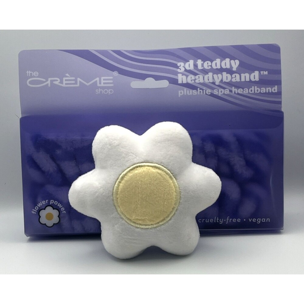 The Creme Shop 3d Teddy Headyband Plushie Spa Headband Flower Power NEW